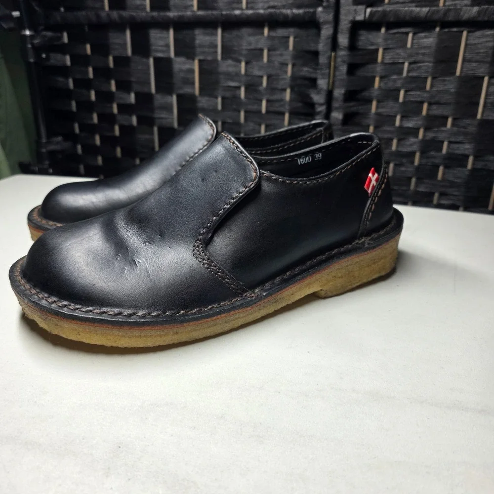 Duckfeet Himmerland Black Leather Slip On Shoes Size 39 Danish Minimalist 1600